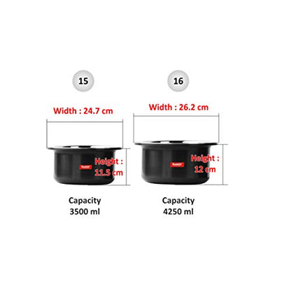 Image 10 of Sumeet 3mm Thick Hard Anodized Large Aluminium Tope Set with S. S. Lid