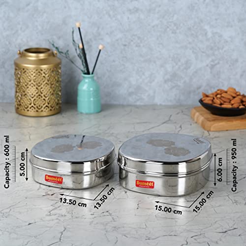 Image 4 of Sumeet Stainless Steel Designer Square Storage Containers Set of 2