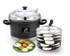Image 1 of Default Title for the product Klassi Kichen Stainless Steel Idli Cooker with 6 Plates | Heavy Duty Idli Maker with Bakelite Handle | Gas Stove & Induction Compatible | Steamer for Idli, Dhokla & Modak | Kitchen Cooking Accessories