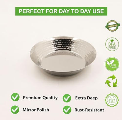 Image 7 of Spillbox Stainless Steel Hammered Parat Plate Set Small