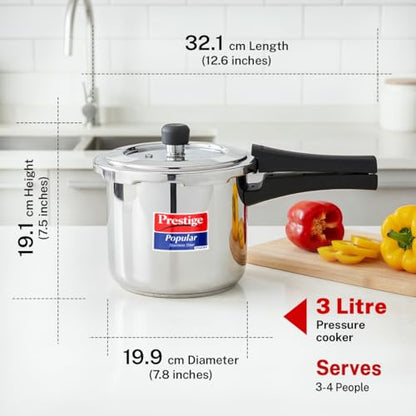 Image 4 of Prestige Stainless Steel Popular Svachh Outerlid Pressure Cooker 3 Litre