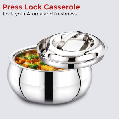 Image 5 of AVIAS Onyx Press Type Insulated Stainless Steel Casserole, 1500ml