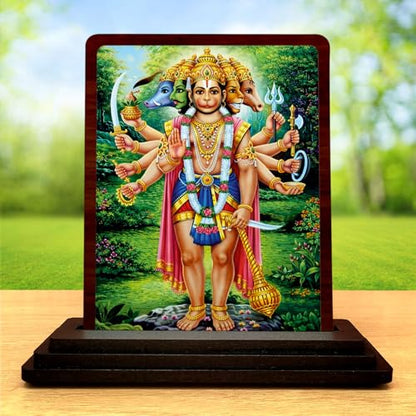 Image 2 of 4x5 Inch Lord Vishnu Wooden Idol with HD Print | Elegant Bhakti Desk & Temple Decor