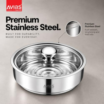 Image 7 of AVIAS Festiva Stainless Steel Roti Server with Coaster, Small, 1500ml