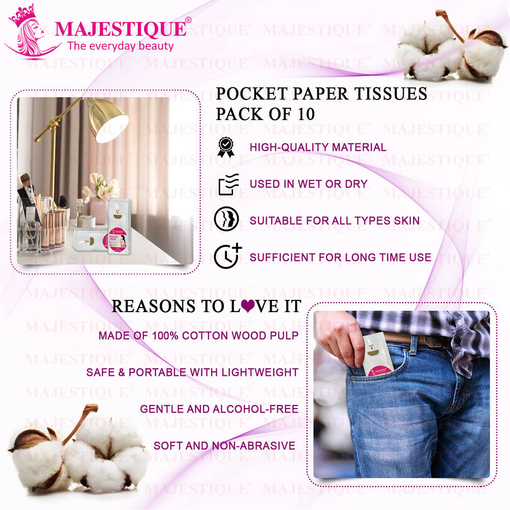 Image 3 of Majestique Mini Facial Pocket Tissues - Pack of 10