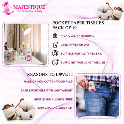 Image 3 of Majestique Mini Facial Pocket Tissues - Pack of 10