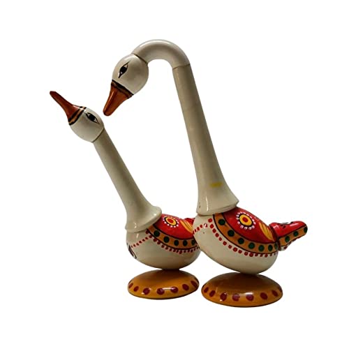 Image 3 of Hand Crafted - Etikoppaka Toy - Beautiful Swan Pair for Home Decor