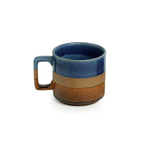 Image 4 of ExclusiveLane Caramel Blues Hand Glazed Studio Pottery Ceramic Tea Mugs Set of 2 360 ML