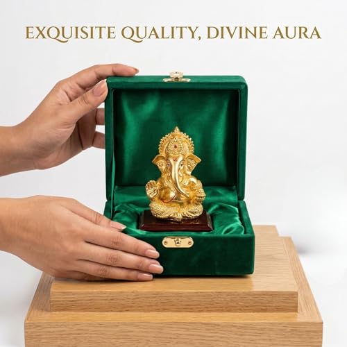 Image 6 of Dev Aastha 24K Gold Plated Ganesha Idol - 4 Inch
