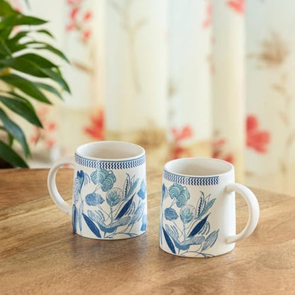 Image 2 of ExclusiveLane Floral Bliss Ceramic Coffee Mugs Set of 2 (300 ml)