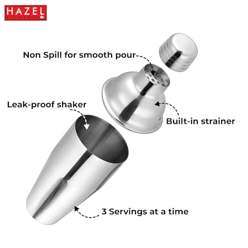 Image 3 of HAZEL Stainless Steel Cocktail Drink Shaker 800 ml