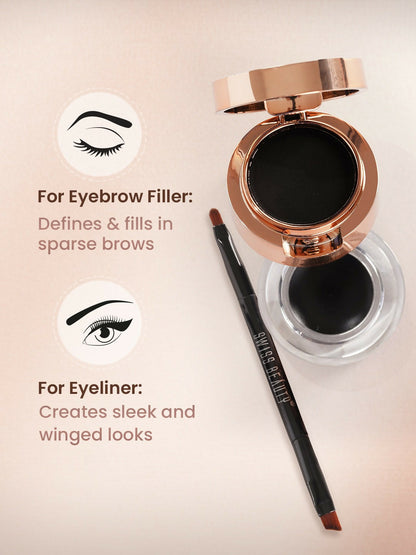 Image 2 of Swiss Beauty 2-In-1 Eyebrow & Gel Eyeliner - Black