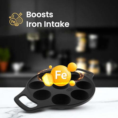 Image 6 of ULTRA Cast Iron Paniyaram Pan 9 Pits – 100% Virgin Iron, Naturally Seasoned with Edible Oil, Non-Reactive & Toxin-Free