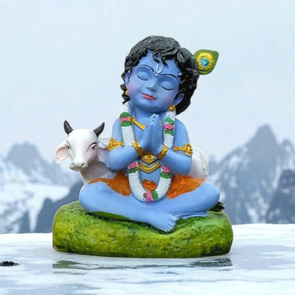 Image 5 of Krishna Laddu Gopal Murti with Cow