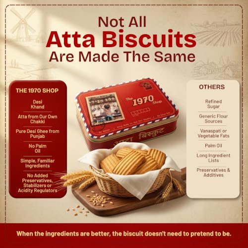 Image 7 of the 1970 shop 100% Atta Biscuit 200g Tin Box Pack Of 6