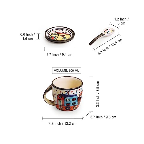 Image 5 of ExclusiveLane The Hut Jumbo Cuppas Ceramic Soup & Coffee Mugs Set with Coaster & Spoon 300 ML