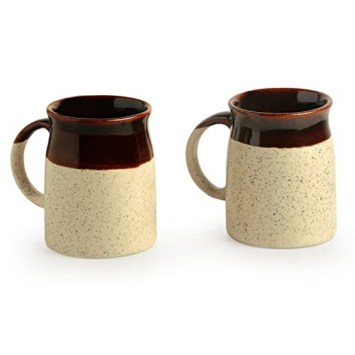Image 4 of ExclusiveLane Cocoa Rims Studio Pottery Ceramic Coffee Mugs Set of 2