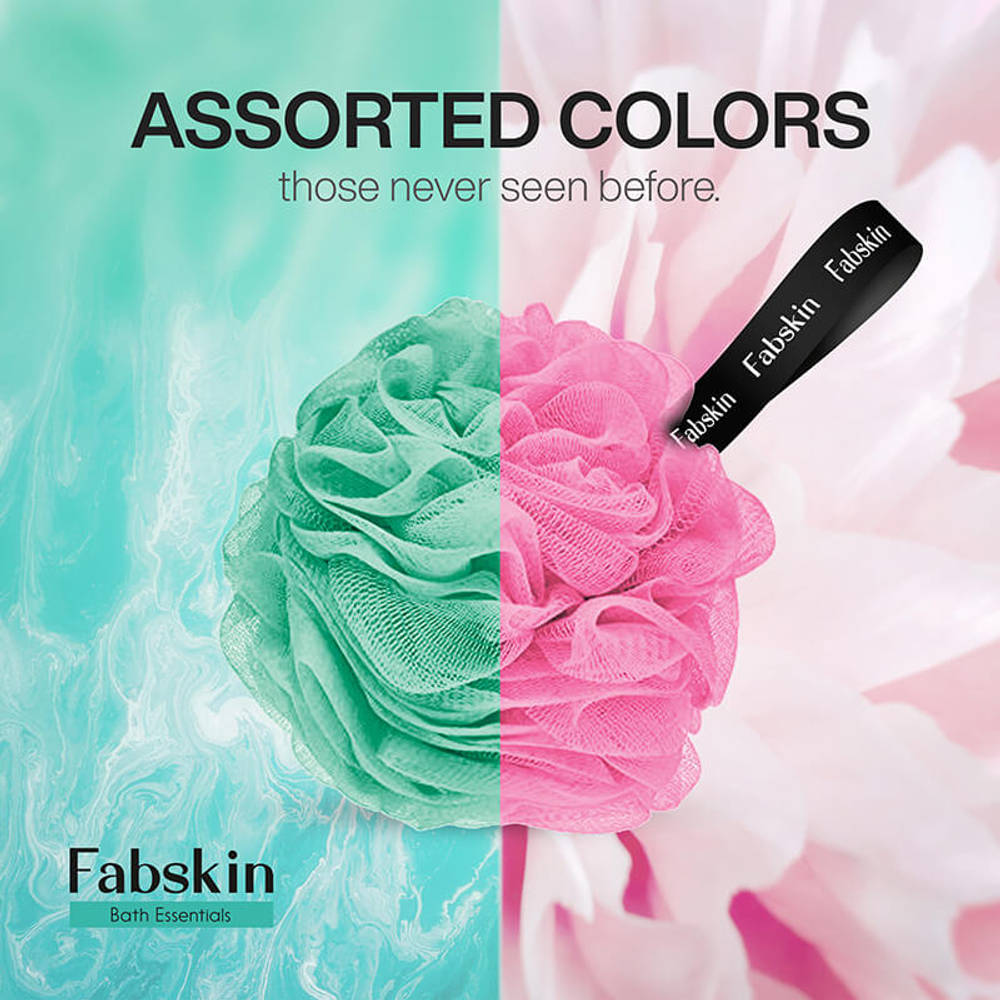 Image 3 of Fabskin Luxury Bathing Round Loofah - For Men And Women - Couples Pack Of 2 - Aqua Green And Pink