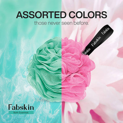 Image 3 of Fabskin Luxury Bathing Round Loofah - For Men And Women - Couples Pack Of 2 - Aqua Green And Pink