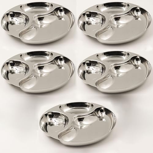 Image 5 of Pack of 5 for the product Spillbox Stainless Steel Tiffin Plate