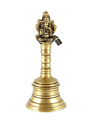 Image 5 of Two Moustaches 5 Inches 100% Pure Brass Pooja Hand Bell, Ghanti For Puja, Ghanti ,Pack Of 1