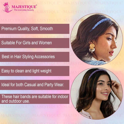 Image 4 of Majestique Satin Silk Twine Headband 4Pcs