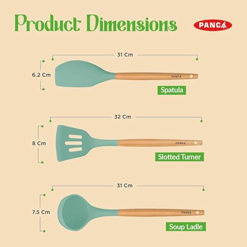 Image 3 of PANCA Silicone Non Stick Spatula Set of 3 with Wooden Handle