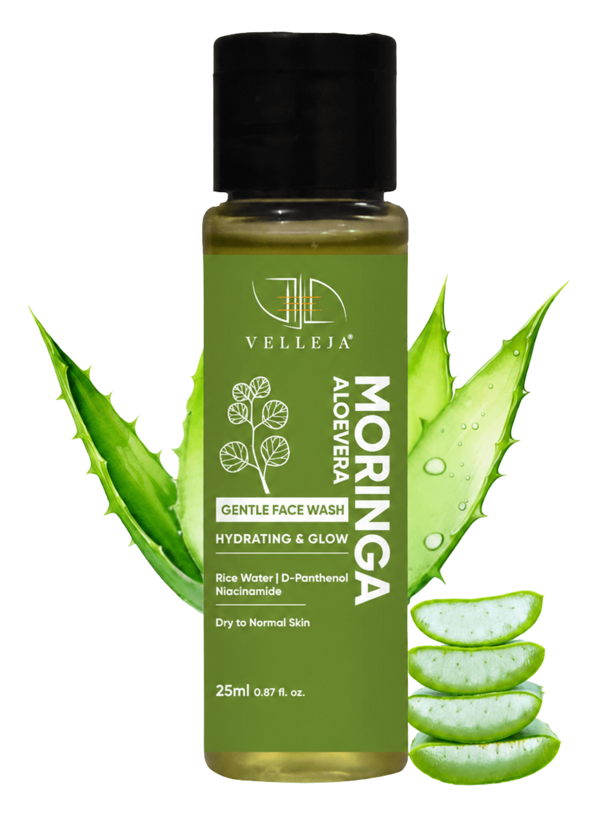Image 5 of 25 ml / Pack of 1 for the product Velleja Moringa Aloevera Face Wash| Skin Brightening & Hydrating Ayurvedic Gentle Face Wash