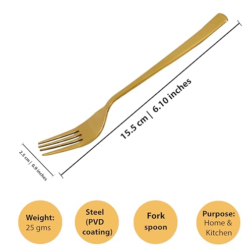 Image 5 of Putrika Spillbox Traditional Stainless Steel Gold Fork 14cm