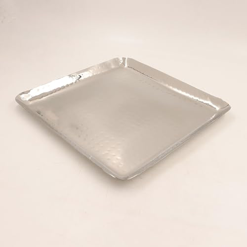 Image 1 of 11 x 11 x 0.8 Inch for the product Spillbox Stainless Steel Serving Tray