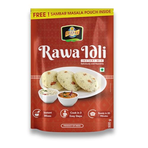 Image 1 of 1 kg / Pack of 1 for the product Deepak Rawa Idli Batter | Quick Breakfast | Instant Ready To Cook Idli | Ready-To-Make South Indian Snacks | No Added Color And Preservatives