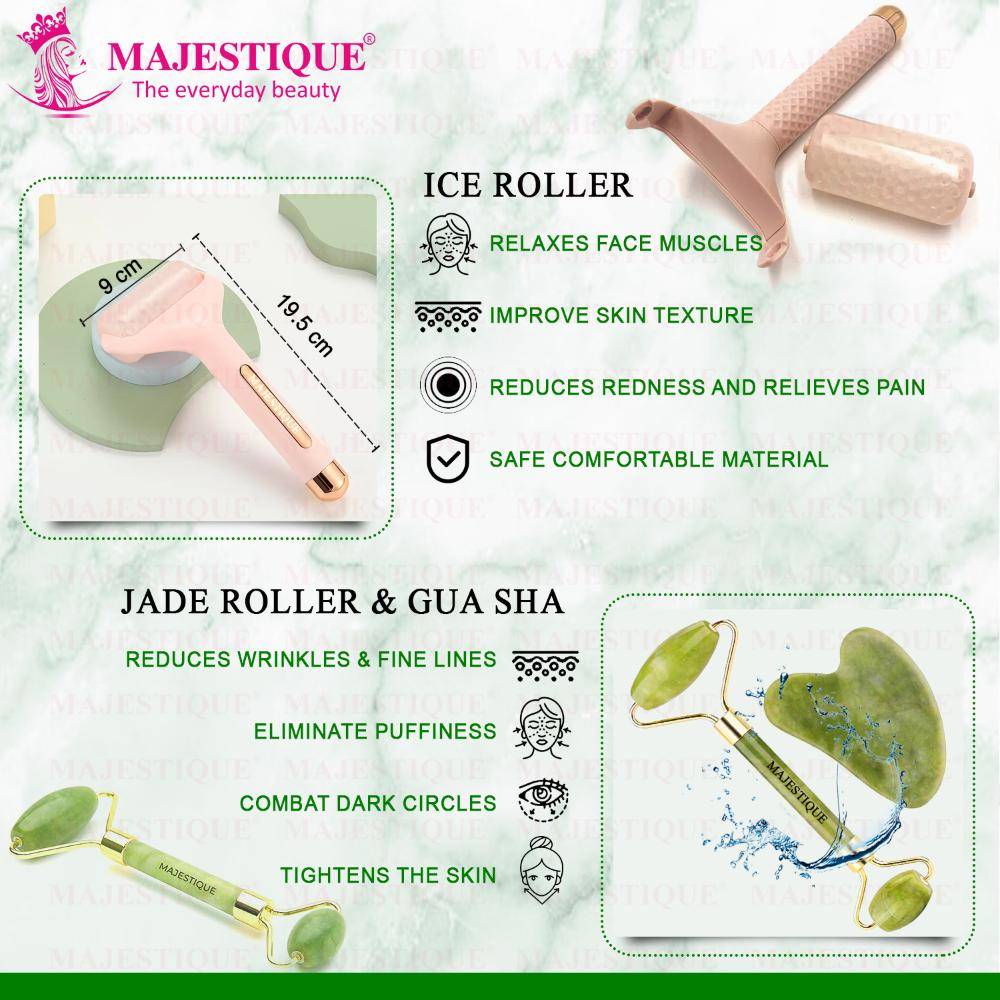 Image 4 of Majestique Face Massage Kit With Ice Roller, Jade Massager And GuaSha