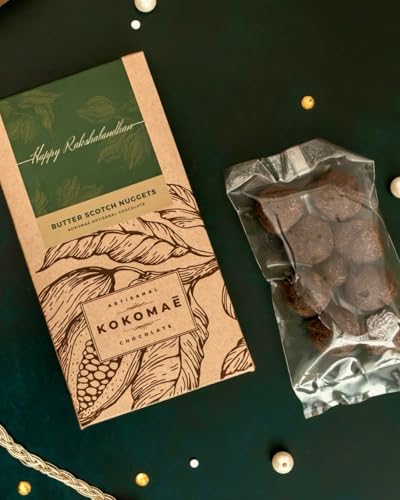 Image 2 of KOKOMAE Rakhi Gift Butterscotch Nuggets Coated in Premium Dark Chocolate 50g