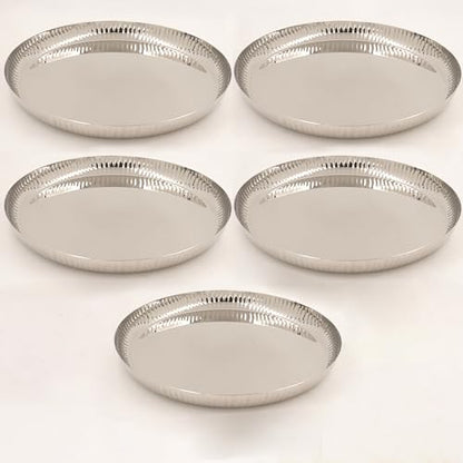 Image 5 of Pack of 5 for the product Spillbox Stainless Steel Hammered Tiffin Plate