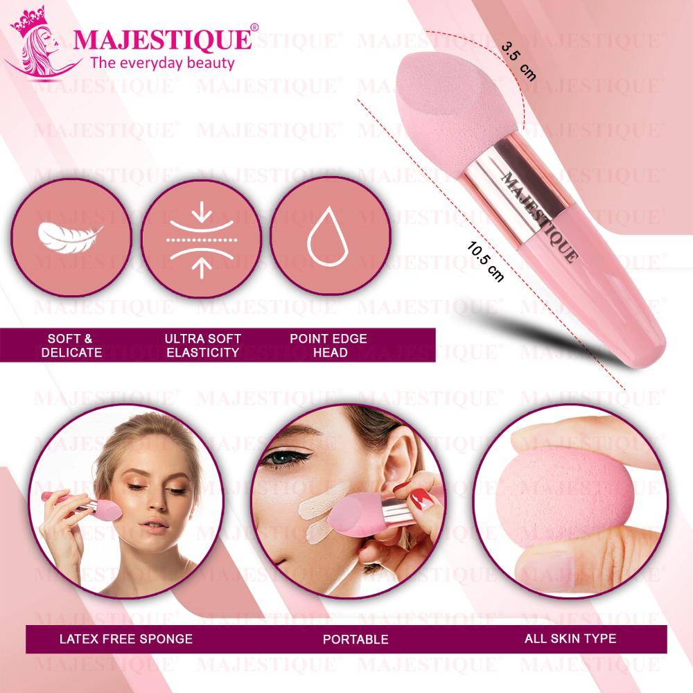Image 2 of Majestique Makeup Foundation Brush With Mushroom Puff