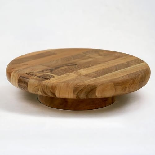 Image 1 of Default Title for the product Vesta Homes Round Wooden 360 Degree Rotating Cake Stand, Pizza and Dessert Platter for Dining Table | 10.5 Inch Diameter, 3 Inch Height | Handcrafted in India