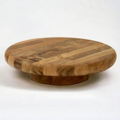 Image 1 of Default Title for the product Vesta Homes Round Wooden 360 Degree Rotating Cake Stand, Pizza and Dessert Platter for Dining Table | 10.5 Inch Diameter, 3 Inch Height | Handcrafted in India