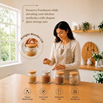 Image 6 of ExclusiveLane Basics Nordic Glass Airtight Glass Container for Kitchen Storage Set of 4 270 ml