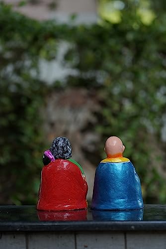 Image 4 of Breeze Handicrafts Paper Mache Golu Doll Couple Statue for Bommalu Koluvu Home Decor and Showpiece Idol Navratri Gift for Women (Chettiyar achi thatha)