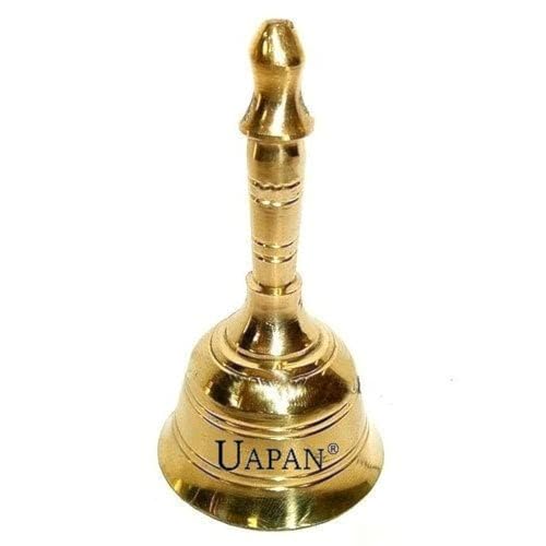 Image 1 of 4 Inch for the product Uapan Brass Pooja Bell,Round, Gold