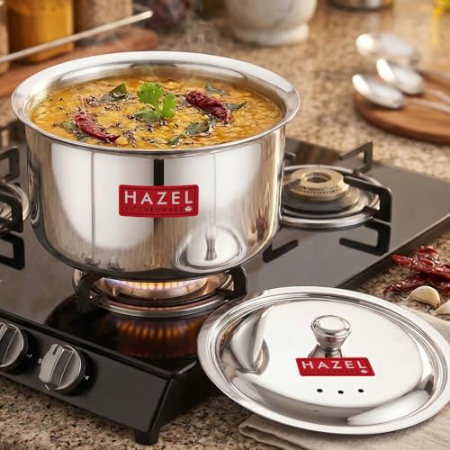 Image 1 of With Knob & Lid / 1 / 1.5 Litres for the product HAZEL Stainless Steel Patila with Lid Cooking Vessel