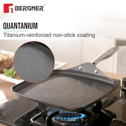 Image 6 of BERGNER Argent Samsara Triply 27cm Square Multi Tawa with Quantanium Non-Stick Coating