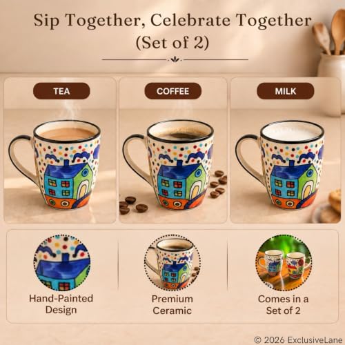 Image 5 of ExclusiveLane The Hut Jumbo Cuppas Ceramic Coffee Mugs Set of 2 (270 ml)