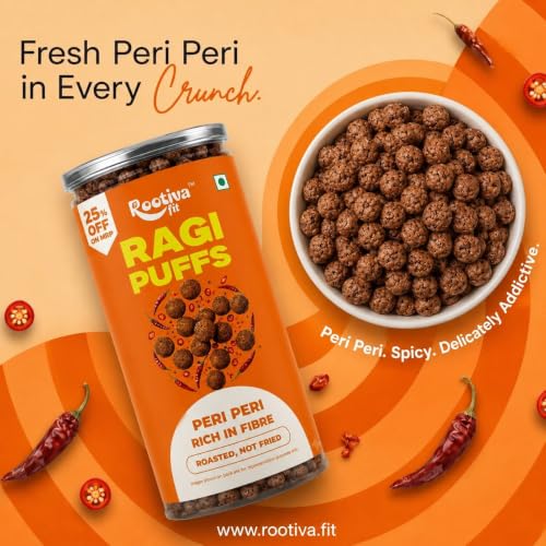 Image 7 of ROOTIVAFIT Ragi Puffs Peri Peri Flavour Millet Snack
