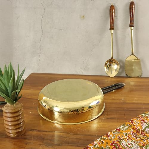 Image 4 of Spillbox Kadhai Hammered Sauce Pan (Brass Gold)