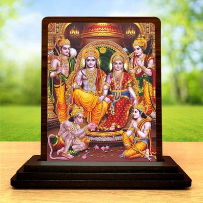 Image 2 of Ram Darbar Wooden Idol for Pooja Room 4x5 Inch HD Printed Auspicious Blessing Decor