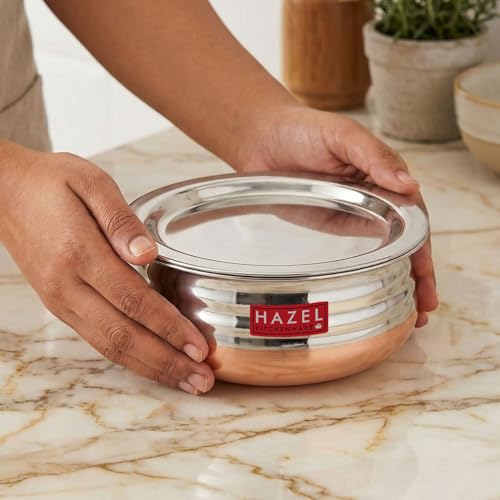 Image 1 of Default Title for the product HAZEL Copper Bottom Uruli with Lid 1000 ML