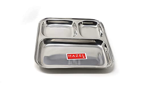 Image 5 of HAZEL Pav Bhaji Plates for Restaurant Stainless Steel Compartment Plate 22 cm