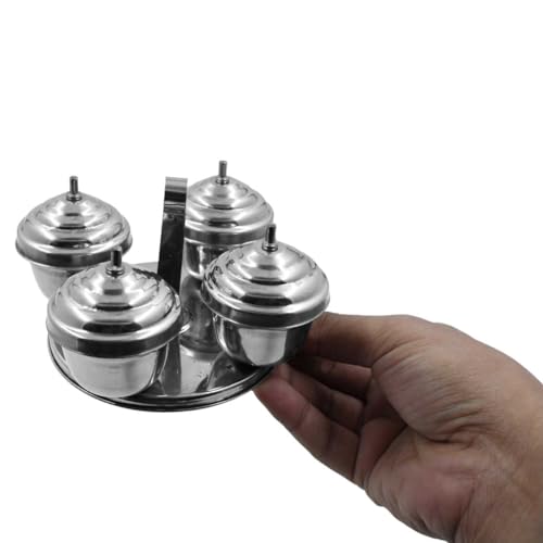 Image 5 of Spillbox Brass Traditional Handcrafted Stainless Steel Kumkum Holder 4 In 1 Dabbi