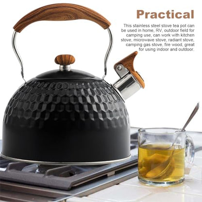 Image 6 of Supvox Whistle Kettle 2.5L Stainless Steel for Gas Stove, Black